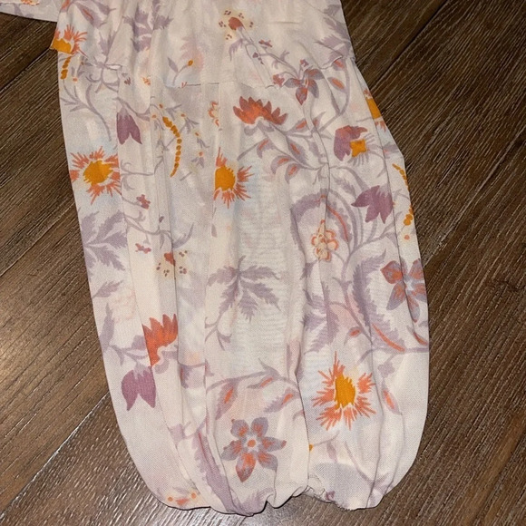 NEW Free People Boho Dusty Pink Floral Long Sheer Sleeve Pull Over Peasant top L - Picture 7 of 14